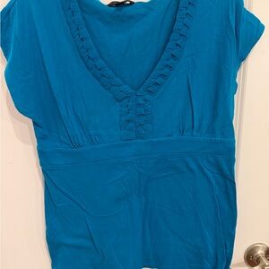 Banana Republic Teal V-Neck Blouse